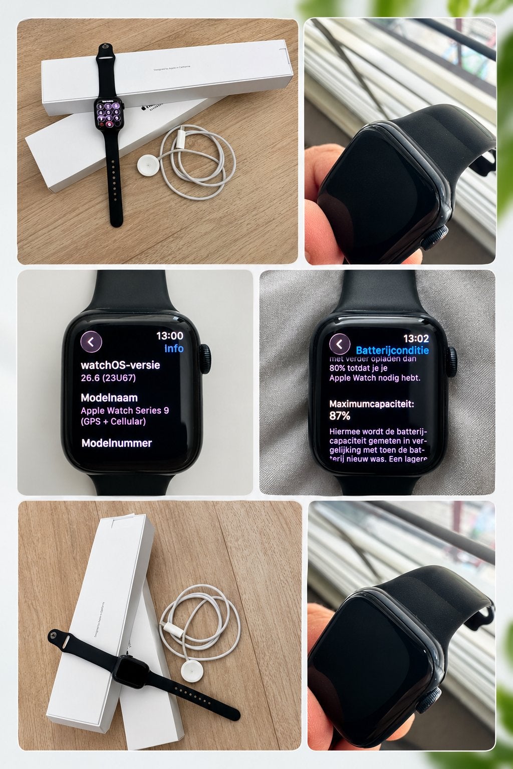 Apple Watch Series 9 GPS + Cellular – 41MM 4G, Sieraden, Tassen en Uiterlijk, Smartwatches, Ophalen, Zwart, IOS, Zo goed als nieuw