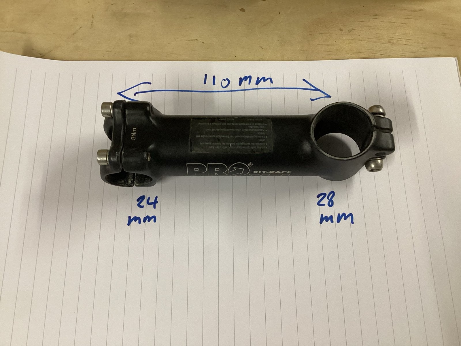 PRO XLT-RACE raceFietsstuurpen 110mm, Fietsen en Brommers, Gebruikt, Verzenden, Stuur, Aluminium