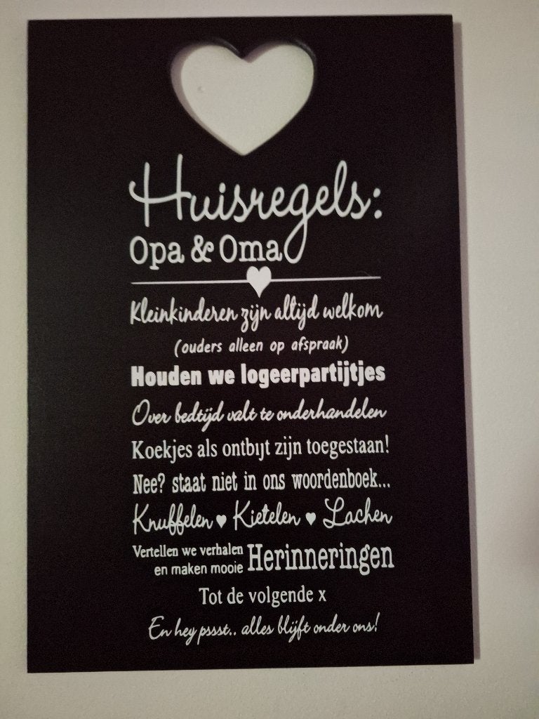 Opa en Oma tekstbord, Huis en Inrichting, Woonaccessoires | Tekstborden en Spreuken, Ophalen, Tekstbord, 40 cm, Zo goed als nieuw