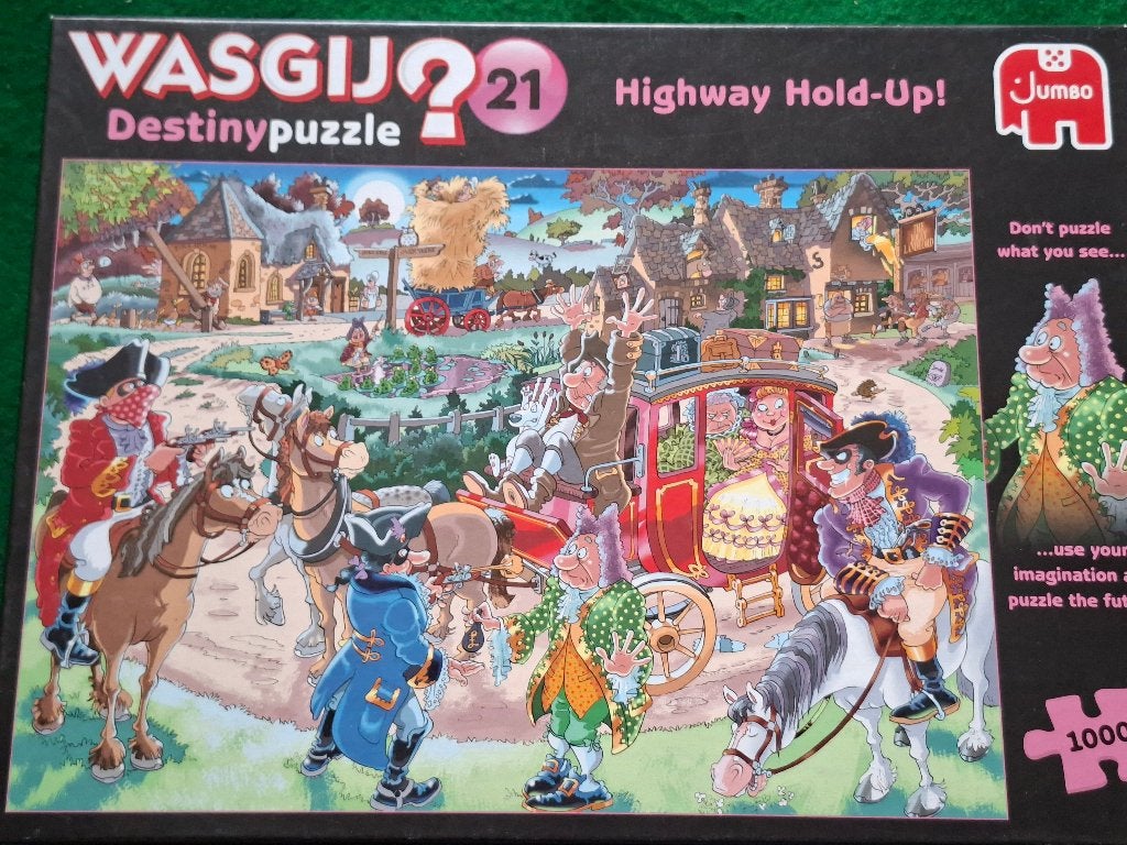 WASGIJ NR 21  PUZZEL    HIGHWAY HOLD UP, Ophalen of Verzenden, 500 t/m 1500 stukjes, Gebruikt, Legpuzzel