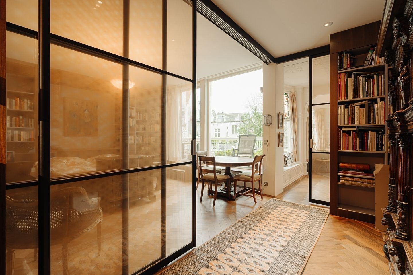 Rimadesio Velaria Luxe Schuifwand - Brons Mesh Glas, Ophalen, 120 cm of meer, Binnendeur, Glas