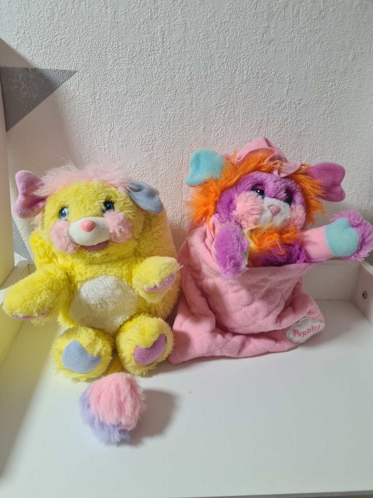 Vintage Popples Knuffels - Geel en Paars, Ophalen of Verzenden
