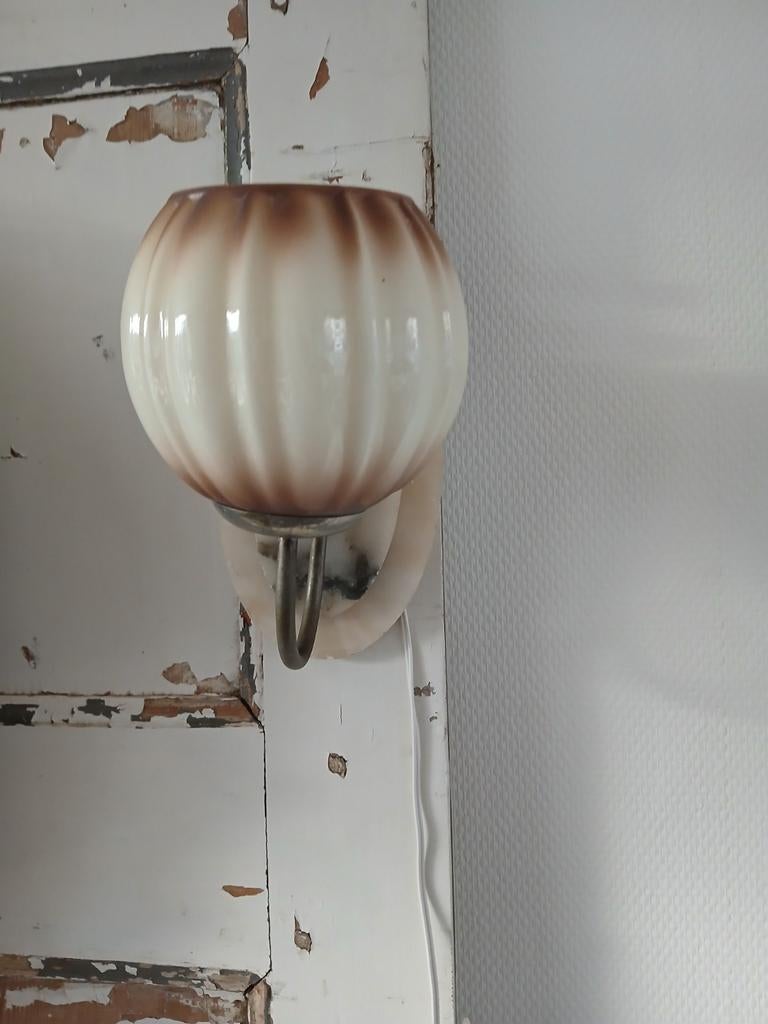 Art deco  wandlamp met marmer, Huis en Inrichting, Lampen | Wandlampen, Ophalen of Verzenden, Zo goed als nieuw, Overige materialen