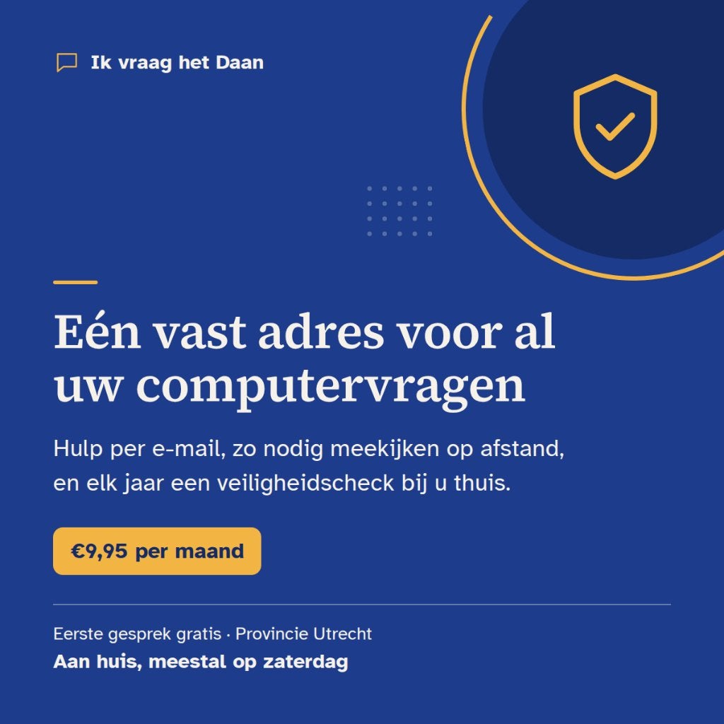Ik vraag het Daan: vaste computerhulp €9,95 per maand, Computers en Software, Ophalen, Nieuw