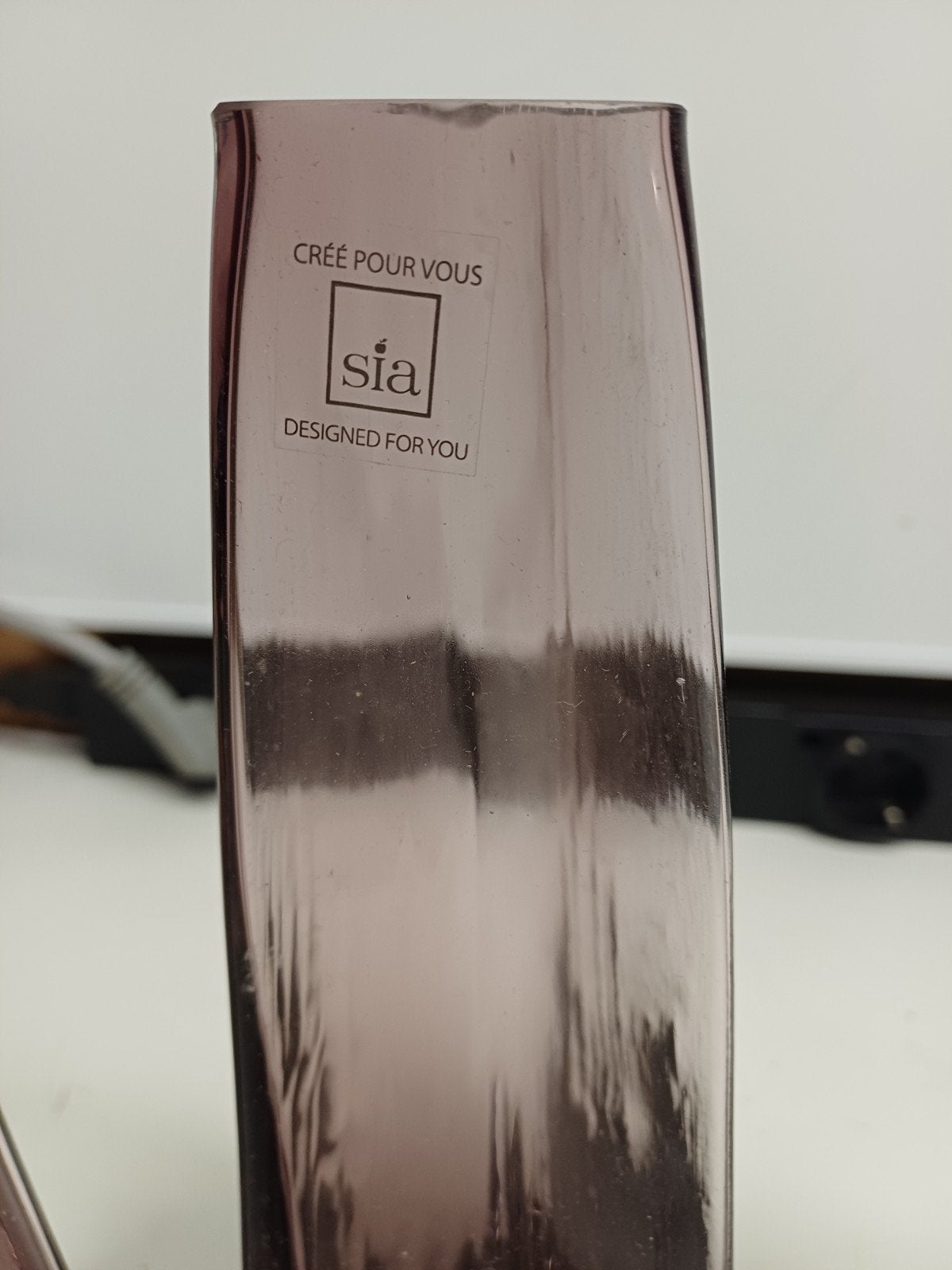 3x Sia orchidee vazen van paars glas, 26cm hoog, Ophalen of Verzenden, Gebruikt, Paars, Glas