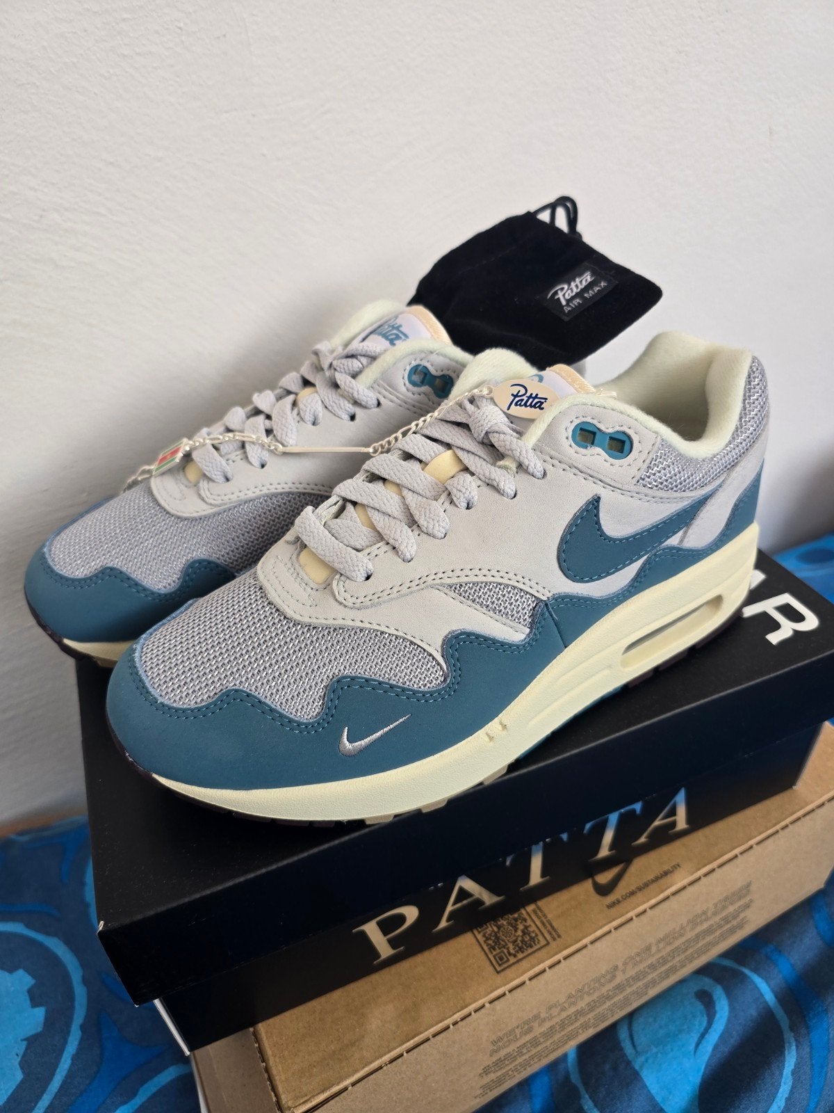 Patta Nike Air Max 1 'Noise Aqua' (DH1348-004), Blauw, Nike, Nieuw, Ophalen of Verzenden