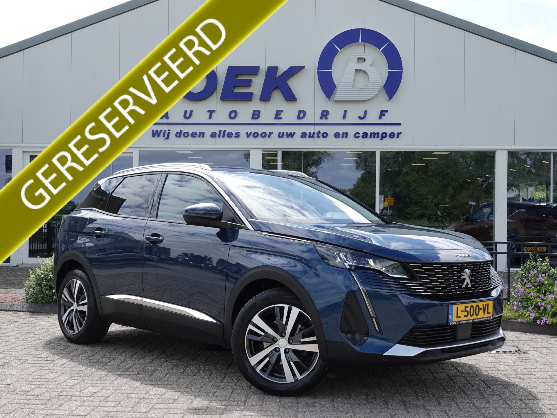 Peugeot 3008 1.2 PureTech 130PK Allure Pack AUTOM. | DB-RIEM, Gebruikt, 1199 cc, Blauw, Leder en Stof