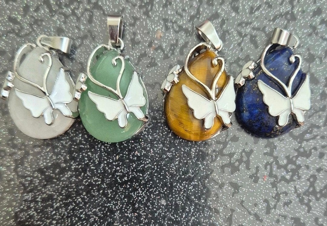 RVS Hangers met Edelstenen en Vlinderdesign, Overige kleuren, Nieuw, Ophalen of Verzenden, Steen of Mineraal