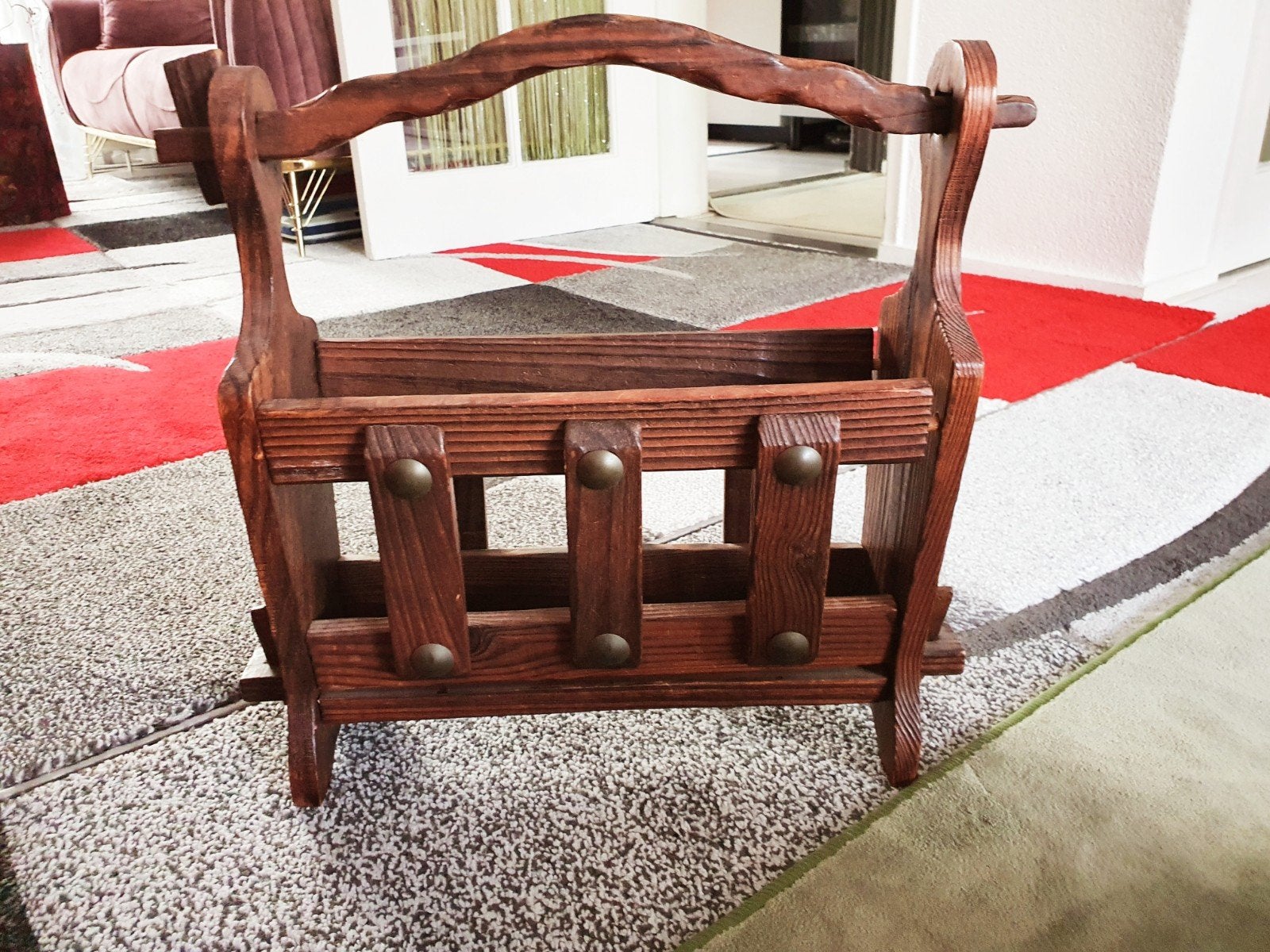 Vintage houten lectuurbak / krantenbak, Ophalen of Verzenden