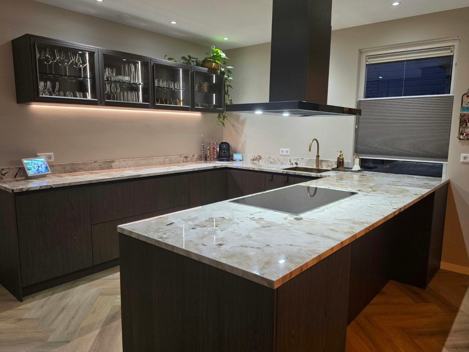 Luxe hoogglans keramisch keukenblad, Ophalen, Beige, Zo goed als nieuw, Minder dan 100 cm