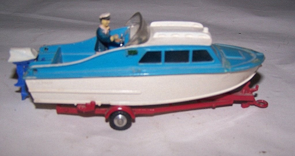 Vintage Corgi Toys boot met trailer en figuur. Izgs., Hobby en Vrije tijd, Ophalen of Verzenden, Zo goed als nieuw, Overige typen