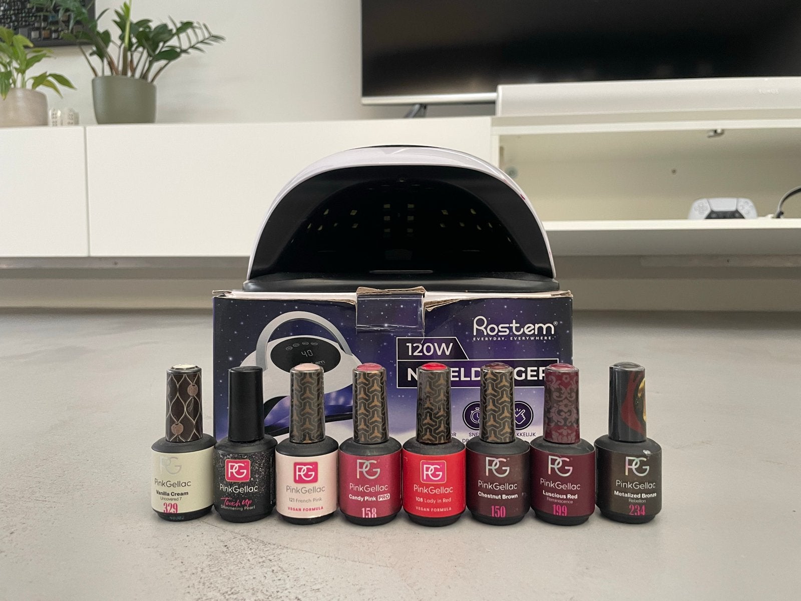 PinkGellac gellak set met UV/LED lamp en 8 kleuren, Ophalen of Verzenden, Zo goed als nieuw, Verzorging
