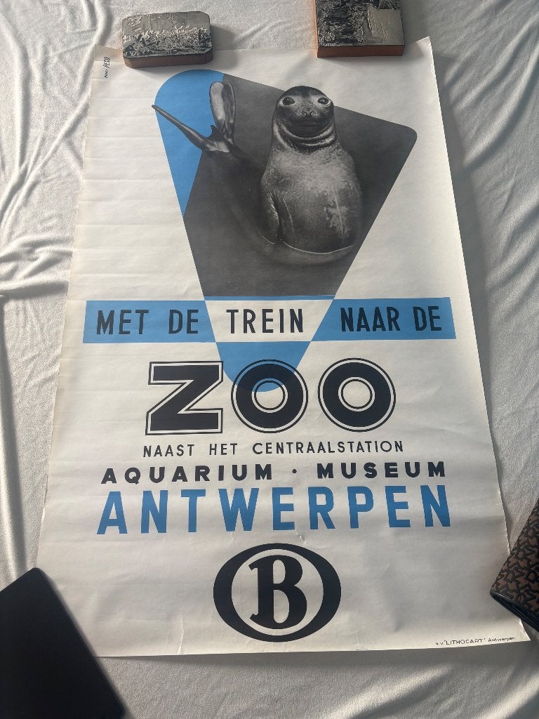 Posters zoo van Antwerpen vintage, Ophalen of Verzenden, Gebruikt, A1 t/m A3