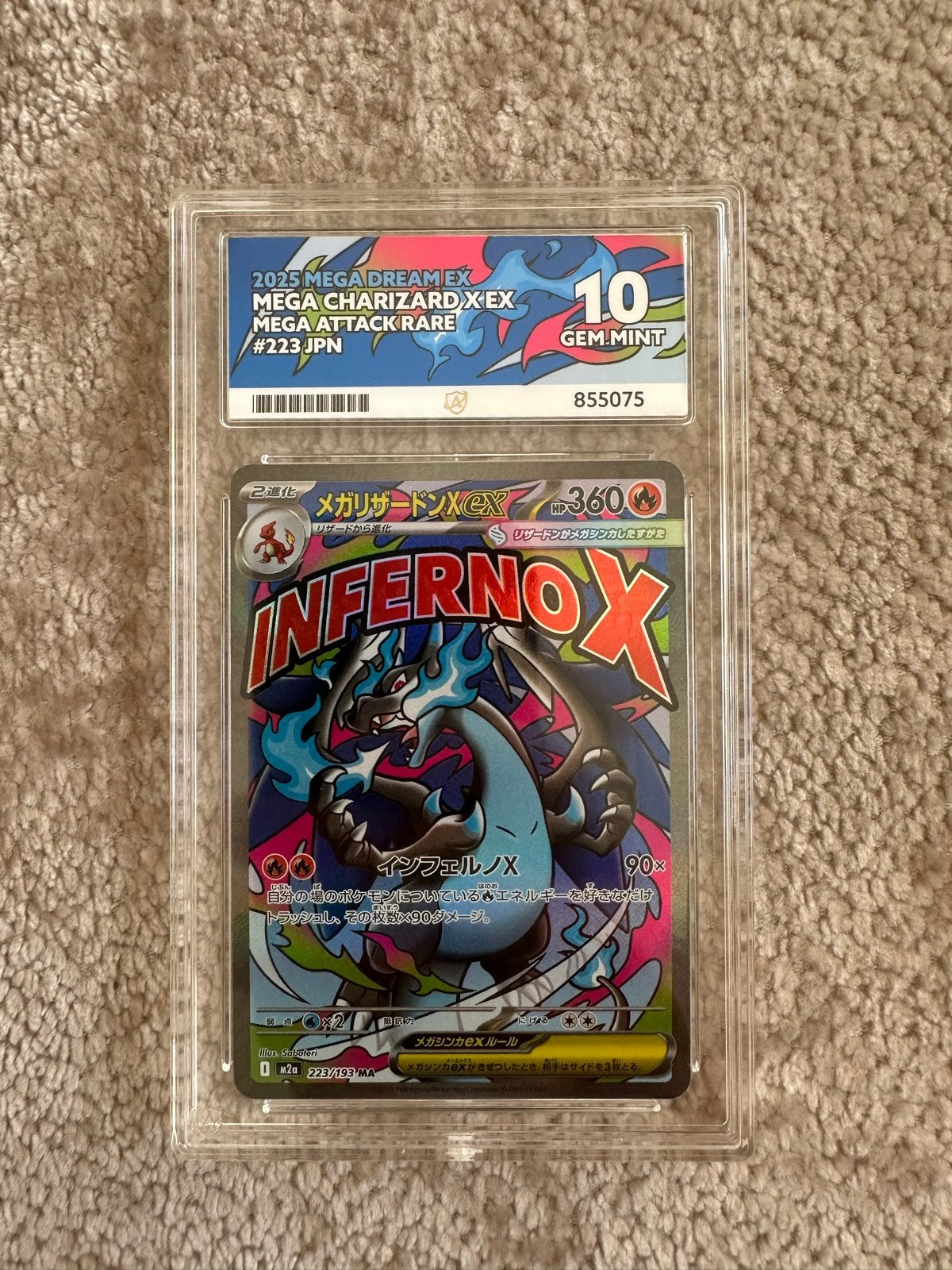 Pokémon Mega Charizard X-EX 223/193 Japanse Kaart PSA 10, Ophalen of Verzenden, Nieuw, Losse kaart