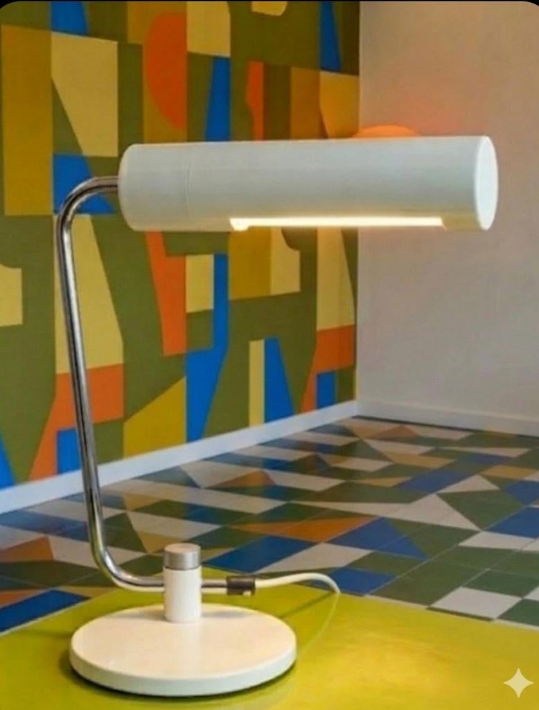 vintage, minumalistische Hala Zeist bureaulamp, wit, Gebruikt, Vintage, Ophalen of Verzenden, Metaal