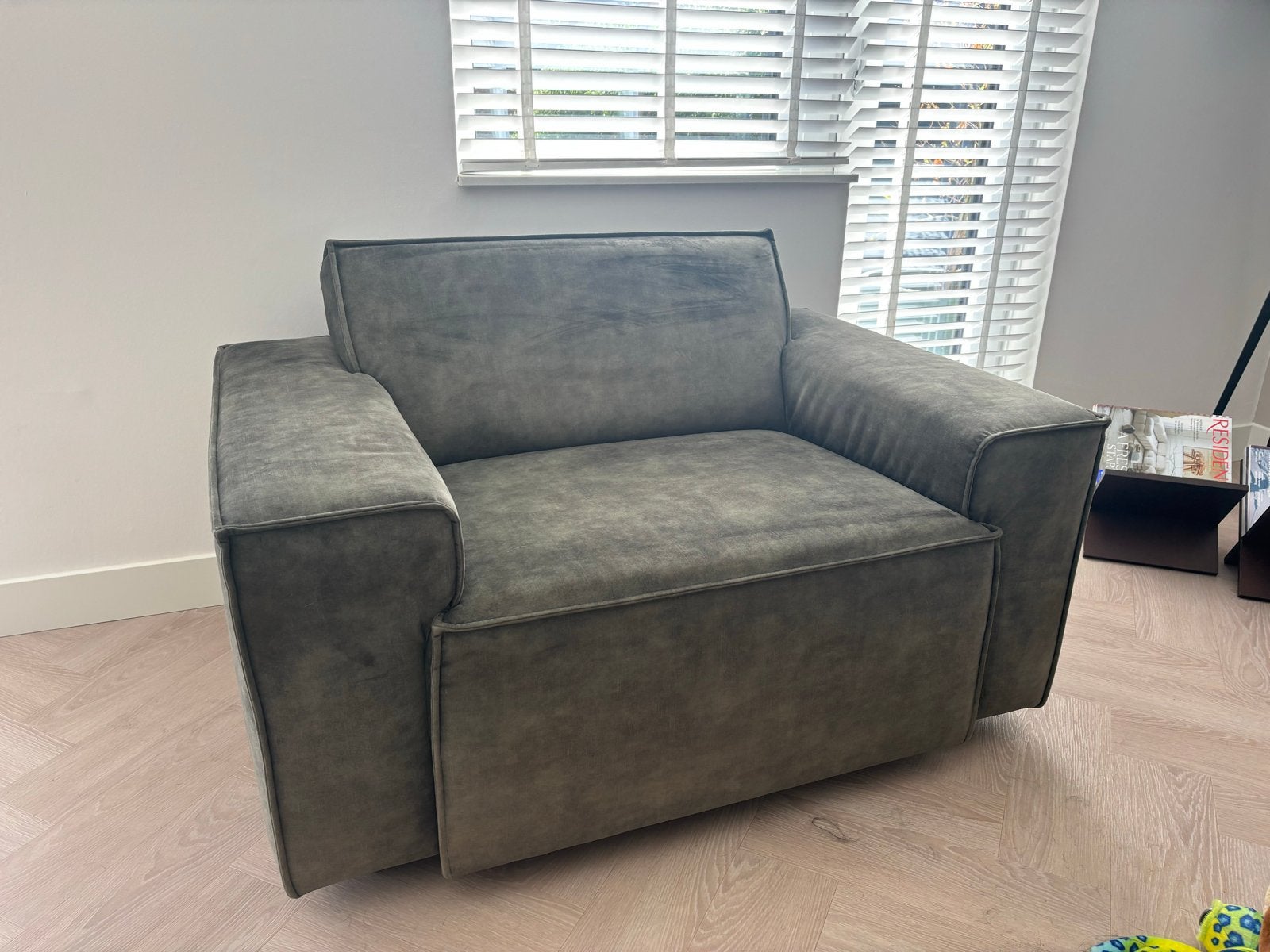 Groene 3-zitsbank en fauteuil - netjes onderhouden, Ophalen, Gebruikt, Driepersoons, 75 tot 100 cm