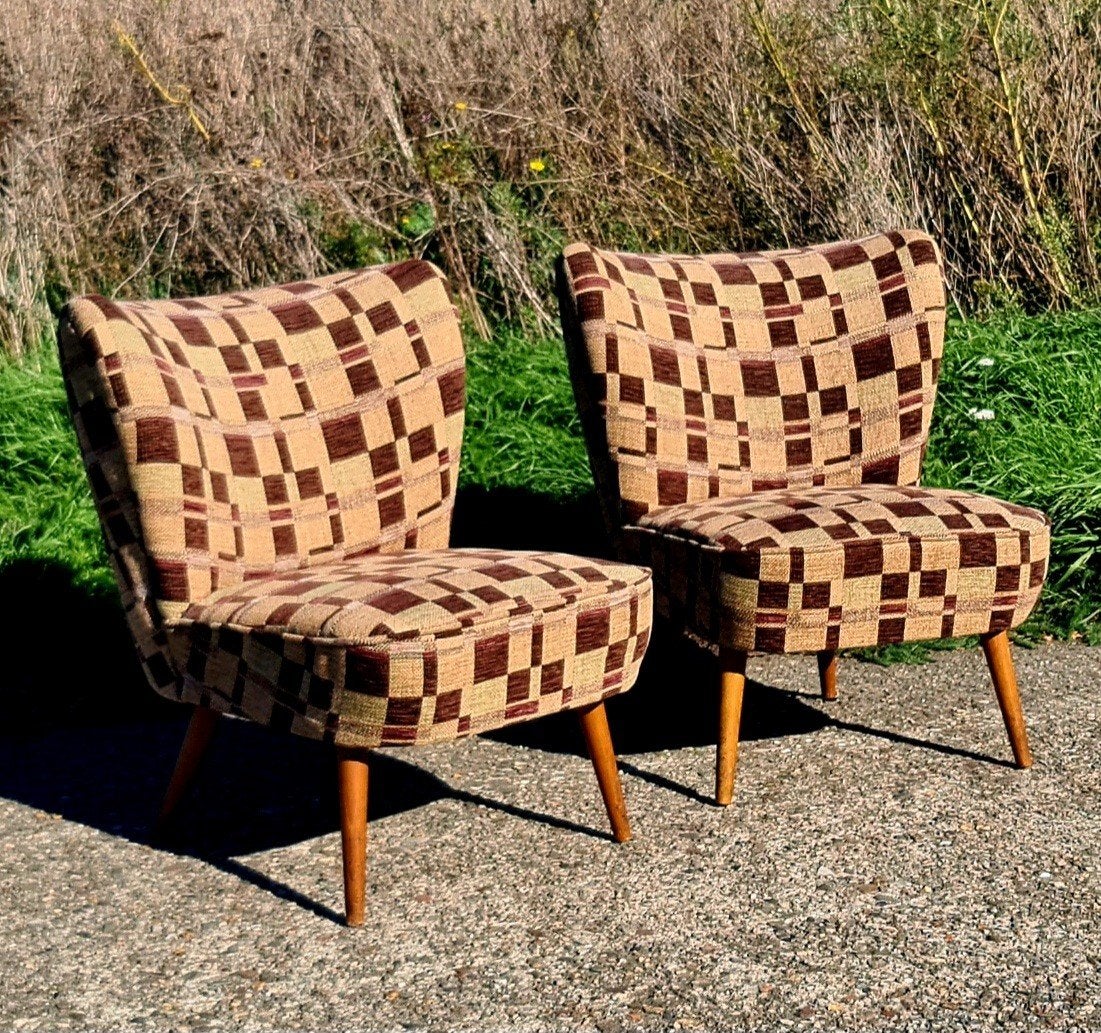 2 Cocktail stoeltjes '50/'60, Ophalen, Hout, Gebruikt, Minder dan 75 cm
