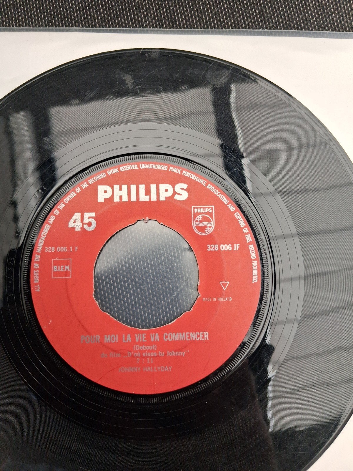 Johnny Hallyday - Pour Moi La Vie Va Commencer (Single), Ophalen of Verzenden, Gebruikt, Pop
