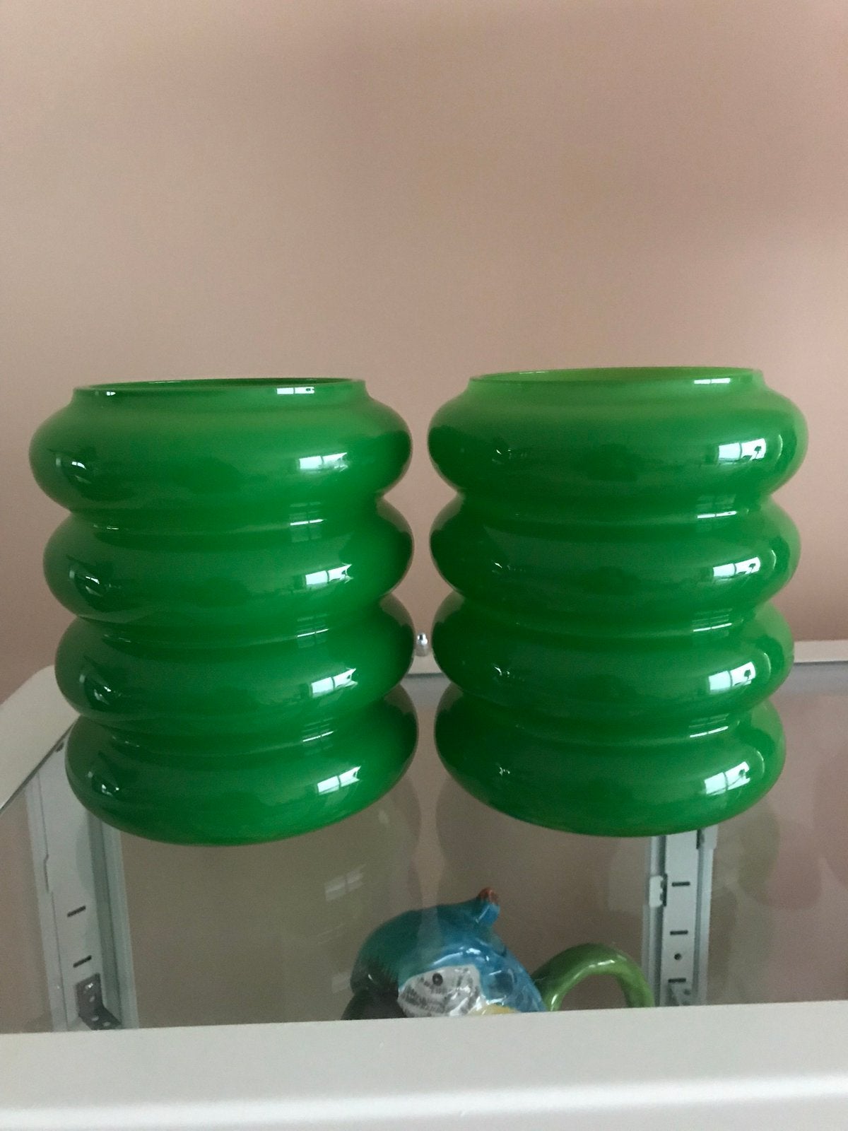 💚€75 p stuk Anne Nilsson Ikea Sollstråle groen vaas Design, Ophalen of Verzenden, Groen, Glas