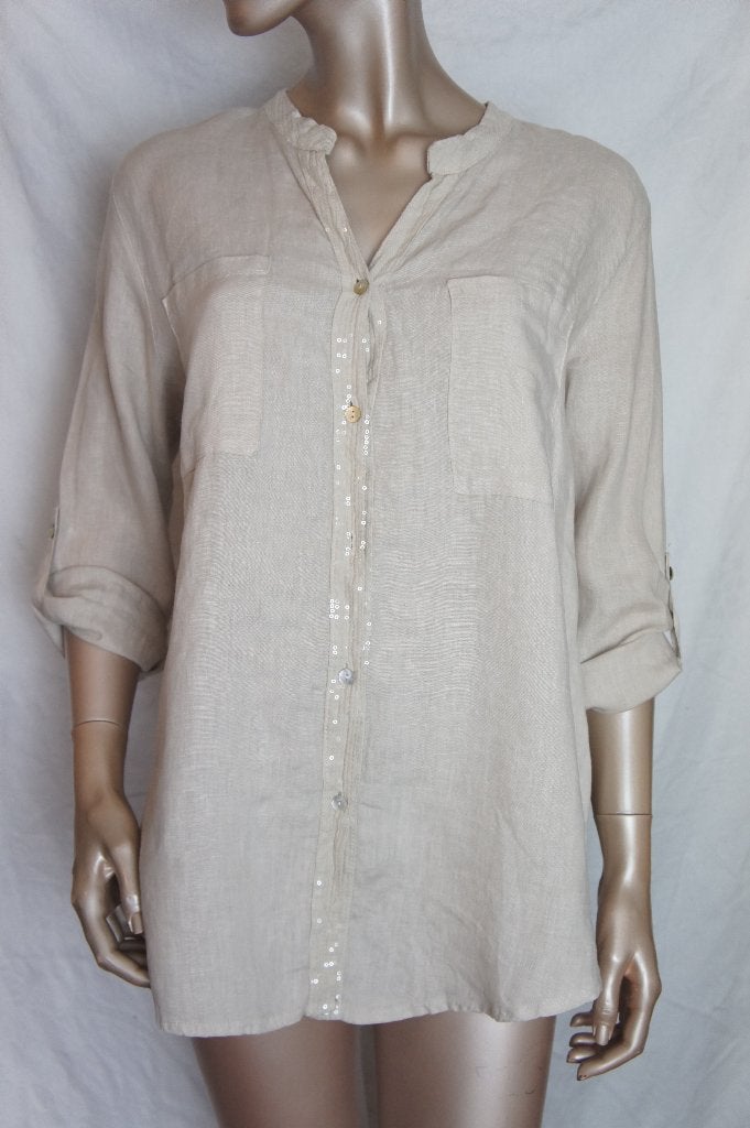 PERLA NERA blouse maat L LINEN, Verzenden, Zo goed als nieuw, Maat 42/44 (L)