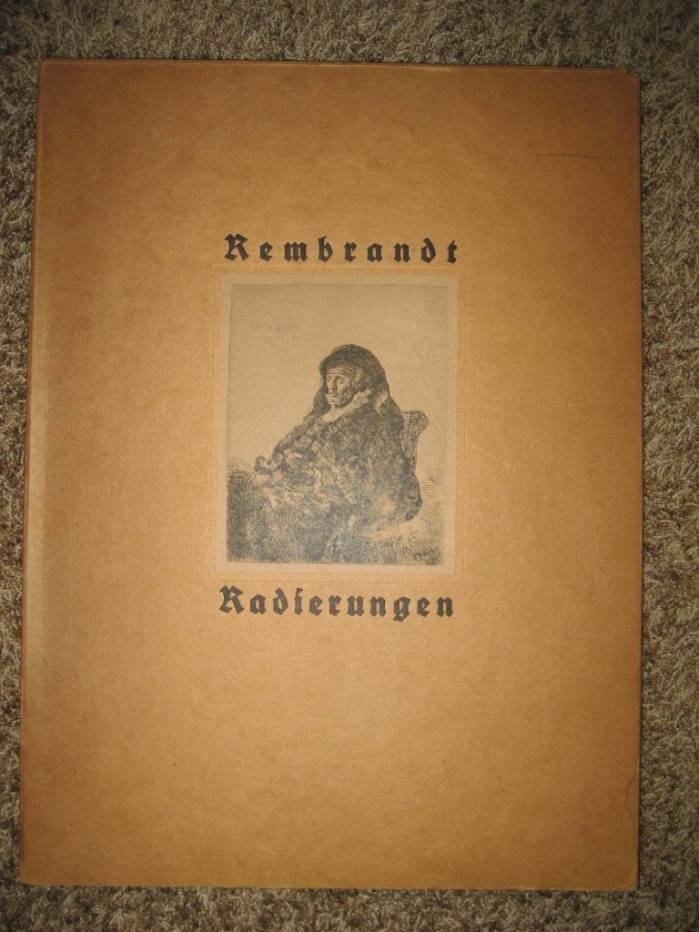 Rembrandt antieke map met "100 geselecteerde etsen", Rembrandt van Rijn, Verzenden, Zo goed als nieuw, Schilder- en Tekenkunst