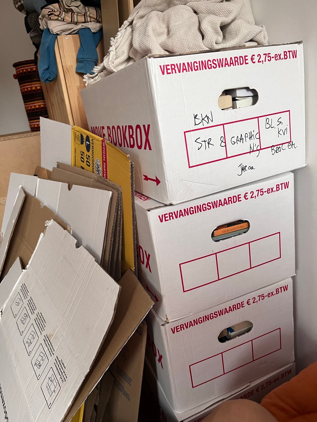 Verhuisdozen en boekendozen - diverse maten, Ophalen, Gebruikt
