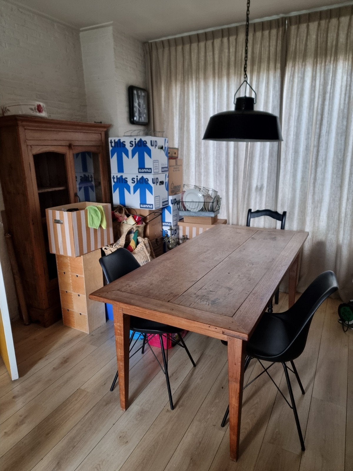 Mooie antieke kastanje houten eettafel, Ophalen of Verzenden, Rechthoekig, 50 tot 100 cm
