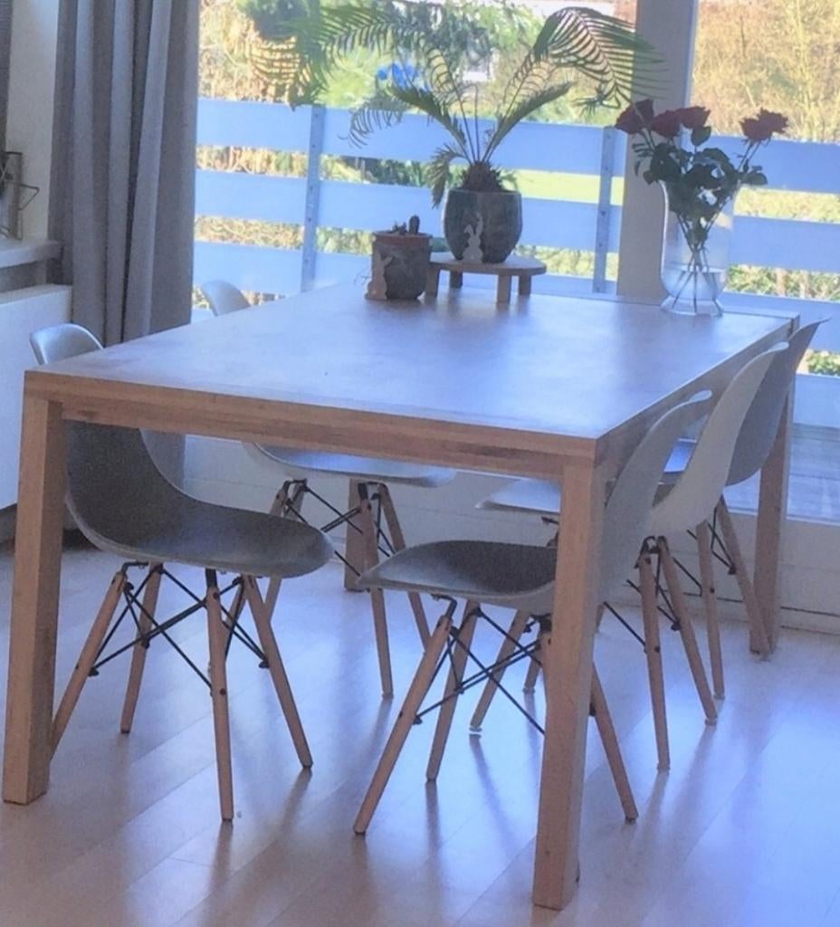 Uitschuifbare eettafel eiken, Ophalen, 200 cm of meer, 50 tot 100 cm, Zo goed als nieuw