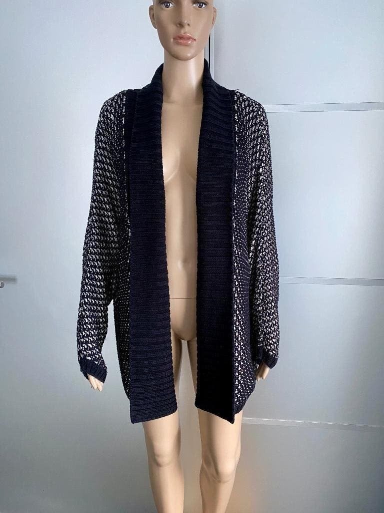 i55 Lang gebreid vest maat M/L=38/40/42/44 zwart/wit, Maat 38/40 (M), WE, Zwart, Ophalen of Verzenden