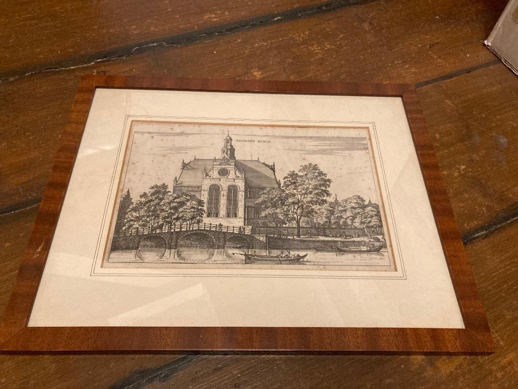 Ingelijste prent Noorderkerk Amsterdam, Ophalen, Gebruikt, Gebouw, Voor 1940