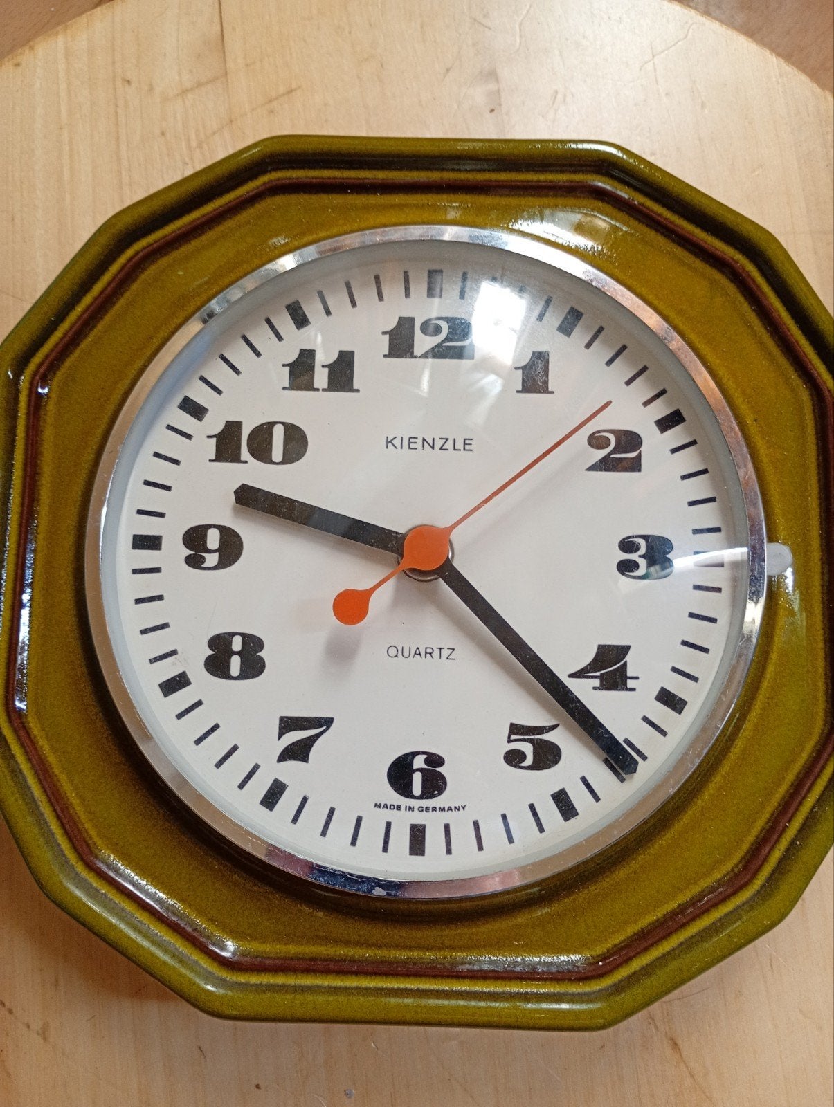 Vintage Kienzle Quartz Wandklok - Keramiek Groen, Ophalen