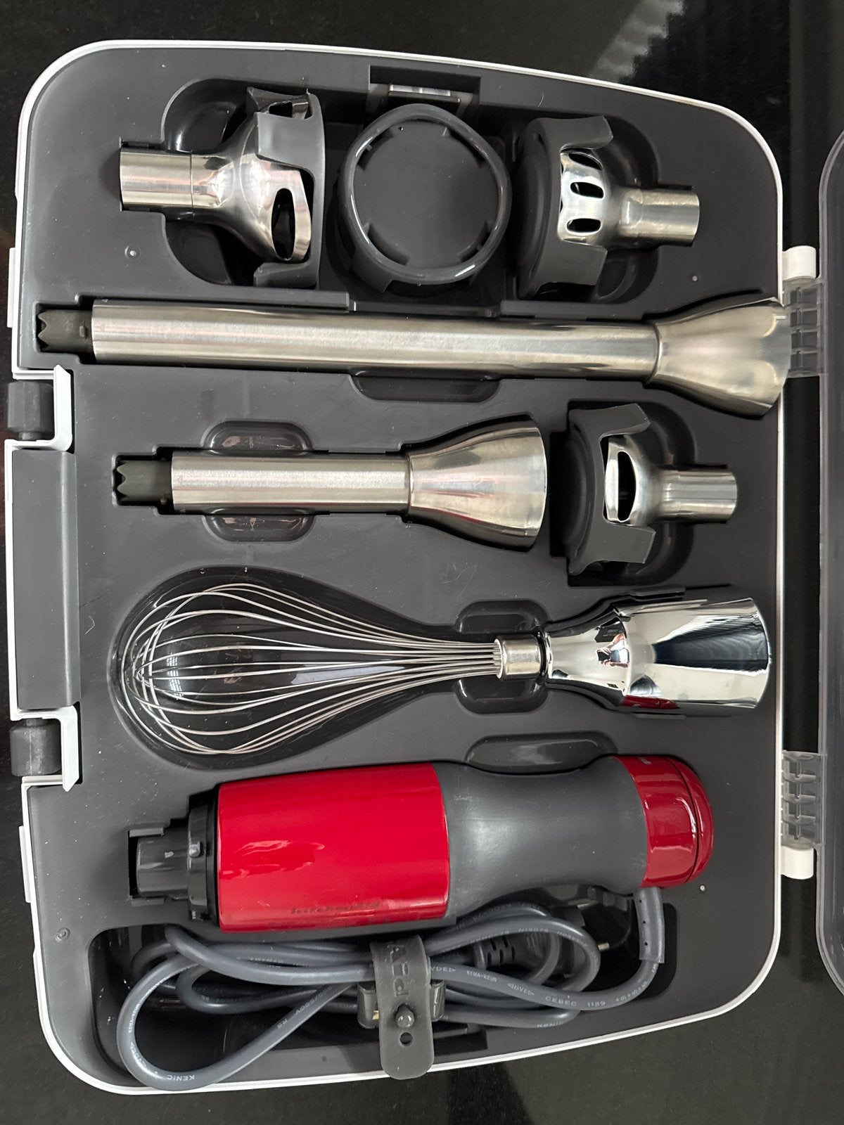 KitchenAid staafmixer set met diverse opzetstukken, Minder dan 1 liter, Ophalen of Verzenden, Gebruikt, 2 snelheden