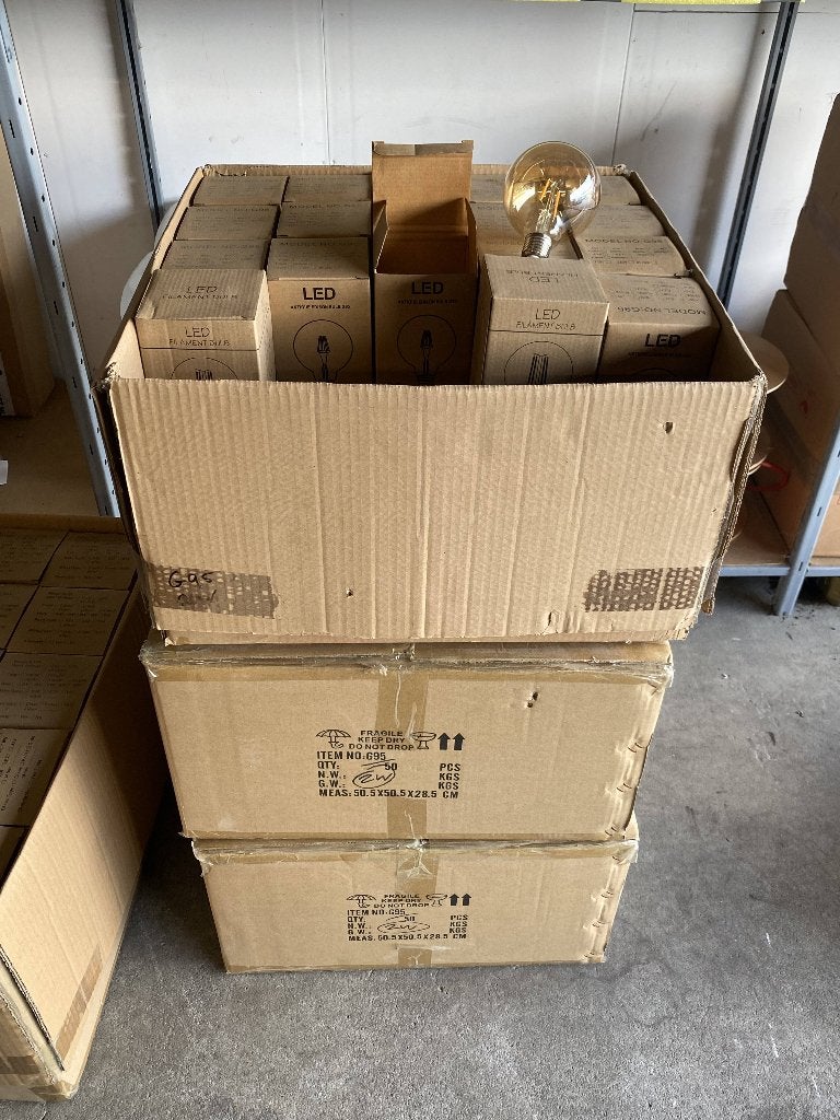 Partij 135 st LED G95 filament lampen amber 2W, Led-lamp, B2b@lampenmeubelen.nl, Nieuw, Minder dan 10 watt