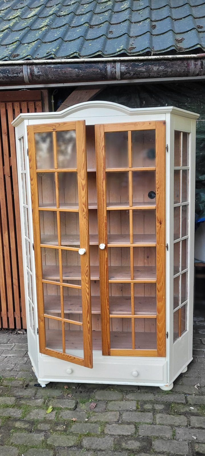 Grote massief grenen boekenkast, Ophalen, Met plank(en), Gebruikt, 100 tot 150 cm