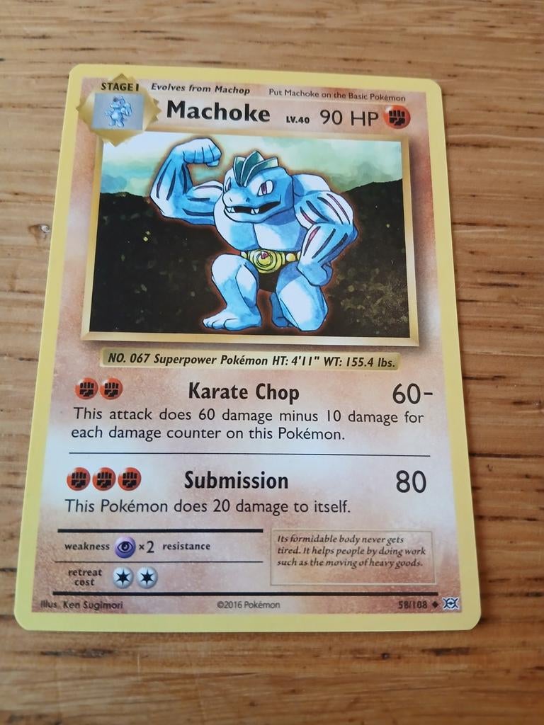 Pokémon Kaart Machoke 58/108 (2016), Ophalen of Verzenden, Gebruikt, Losse kaart