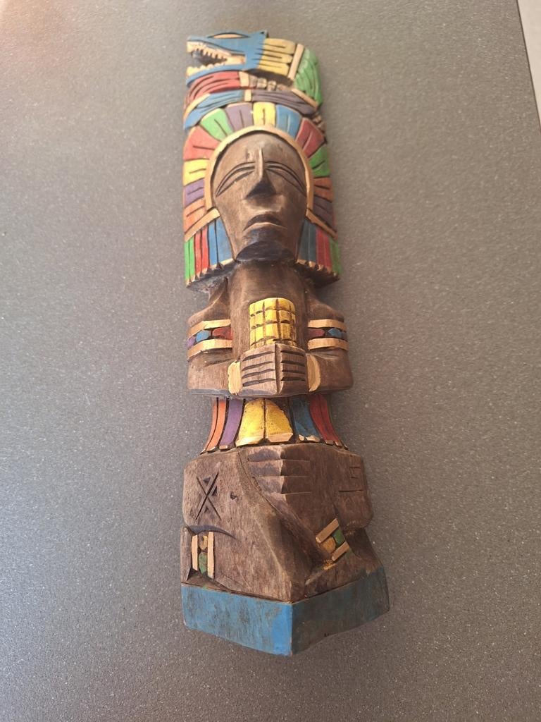 Azteken Maya God Houten Beeld Quetzalcoatl, Ophalen of Verzenden