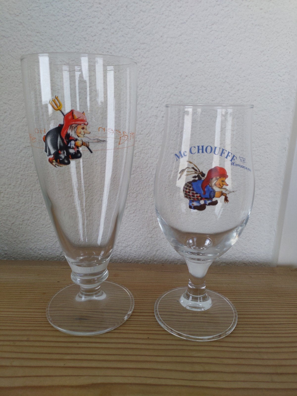 La Chouffe glazen: Mc Chouffe, kwel Chouffe, Ophalen of Verzenden, Zo goed als nieuw, Glas of Glazen, Overige merken