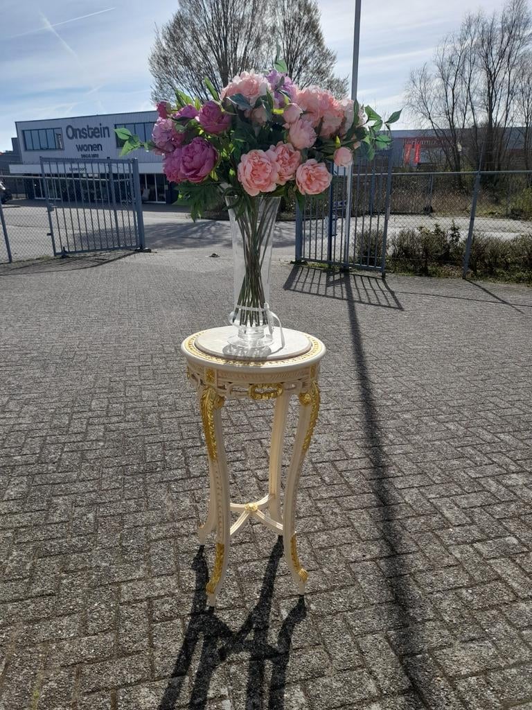 Mooie barok tafel zuil met marmeren blad, Ophalen of Verzenden