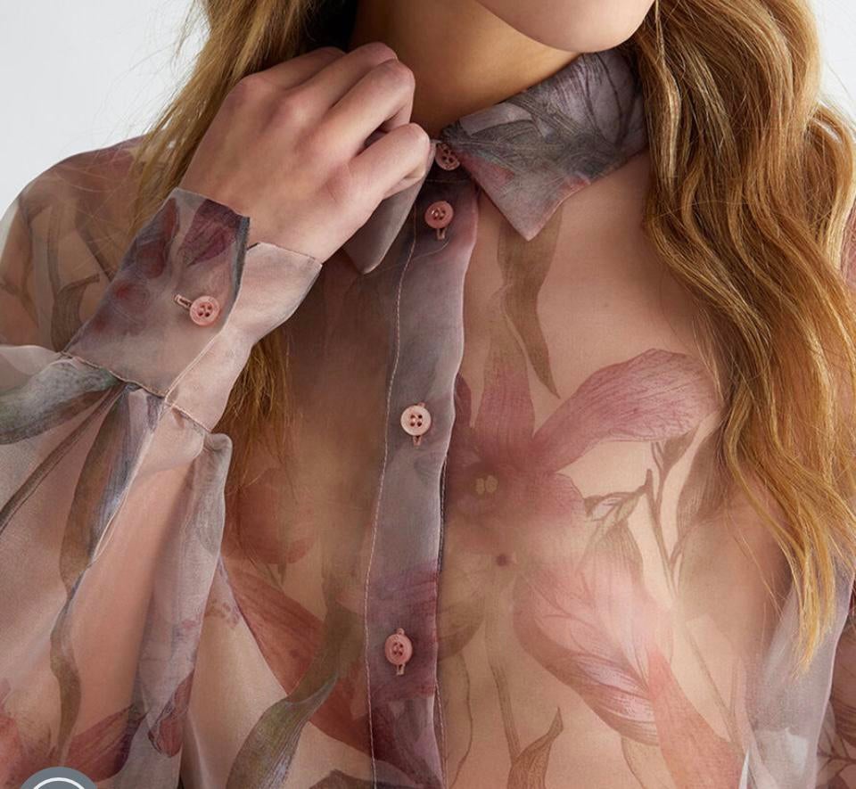 Liu Jo zgan transparante blouse roze mt 38, Kleding | Dames, Blouses en Tunieken, Ophalen of Verzenden, Zo goed als nieuw, Maat 38/40 (M)
