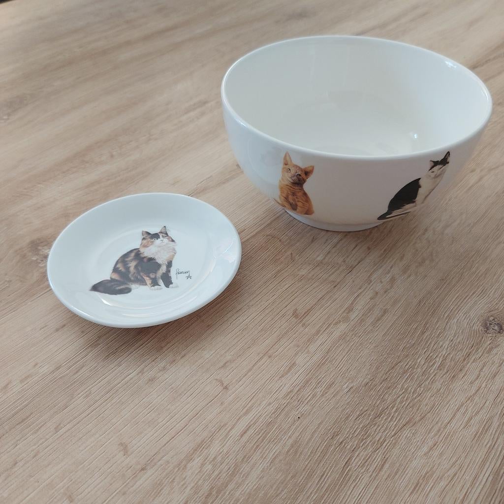 Kom en schaaltje met kattenprint - Francien van Westering, Ophalen, Zo goed als nieuw, Overige stijlen, Kom(men)