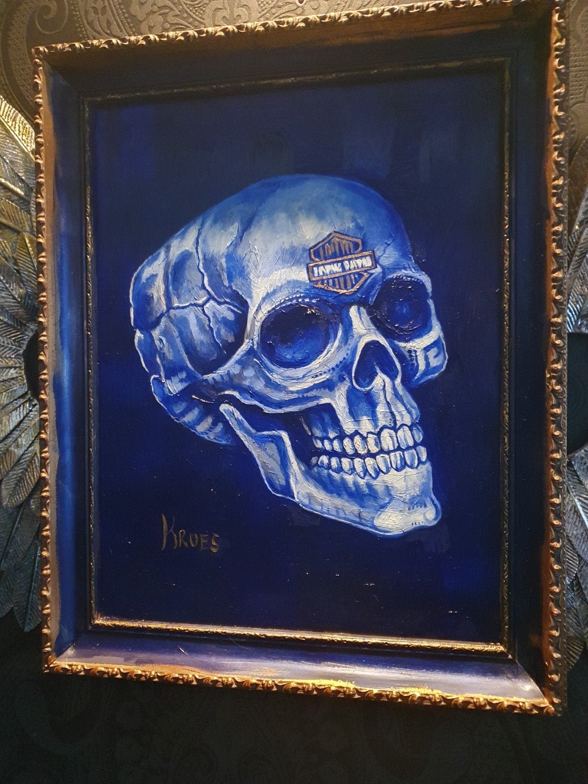 Unieke Skull schilderijen, Ophalen of Verzenden, Minder dan 50 cm, Schilderij