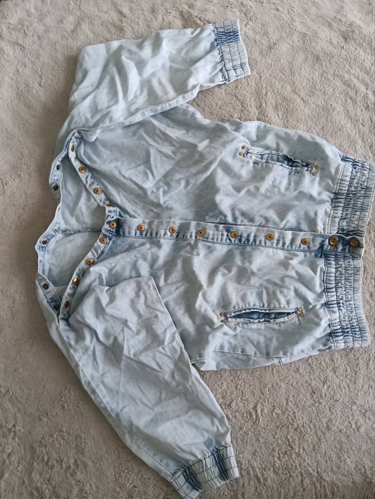 Bershka 2-in-1 denim set: jas en broek, maat S, Blauw, Zo goed als nieuw, Maat 36 (S), Bershka