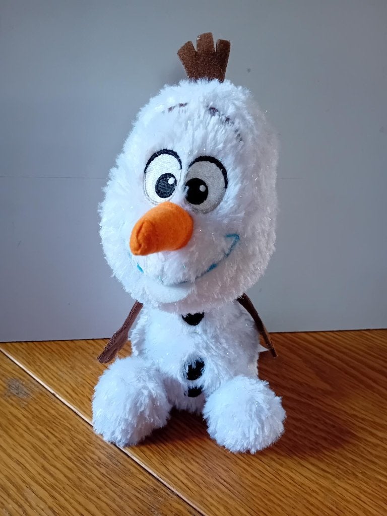 Disney Frozen Olaf pluche 25cm glinsterend Nicotoy, Ophalen of Verzenden, Overige figuren, Zo goed als nieuw, Beeldje of Figuurtje