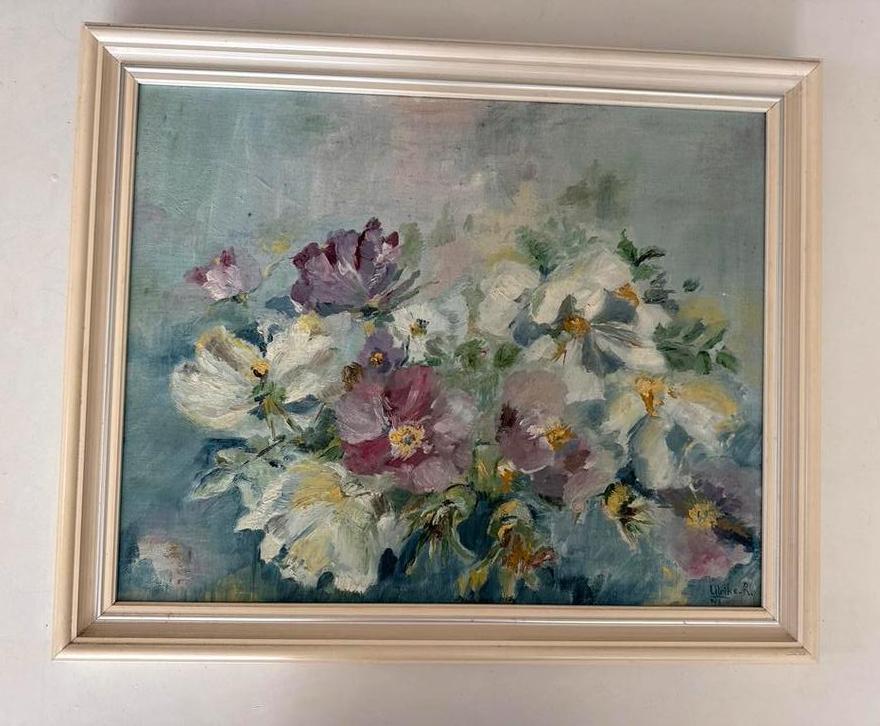 Schilderij bloemen Ulrike Ravensburg 1988, Ophalen