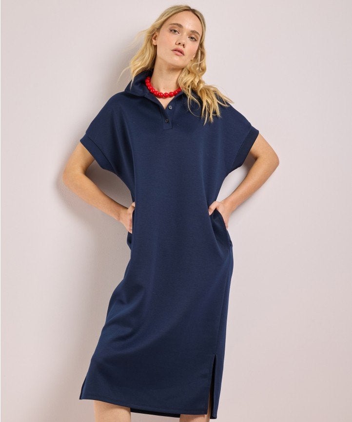 Nieuwe lange jurk polo kraag TerStal, Ophalen of Verzenden, Nieuw, Blauw, Onder de knie