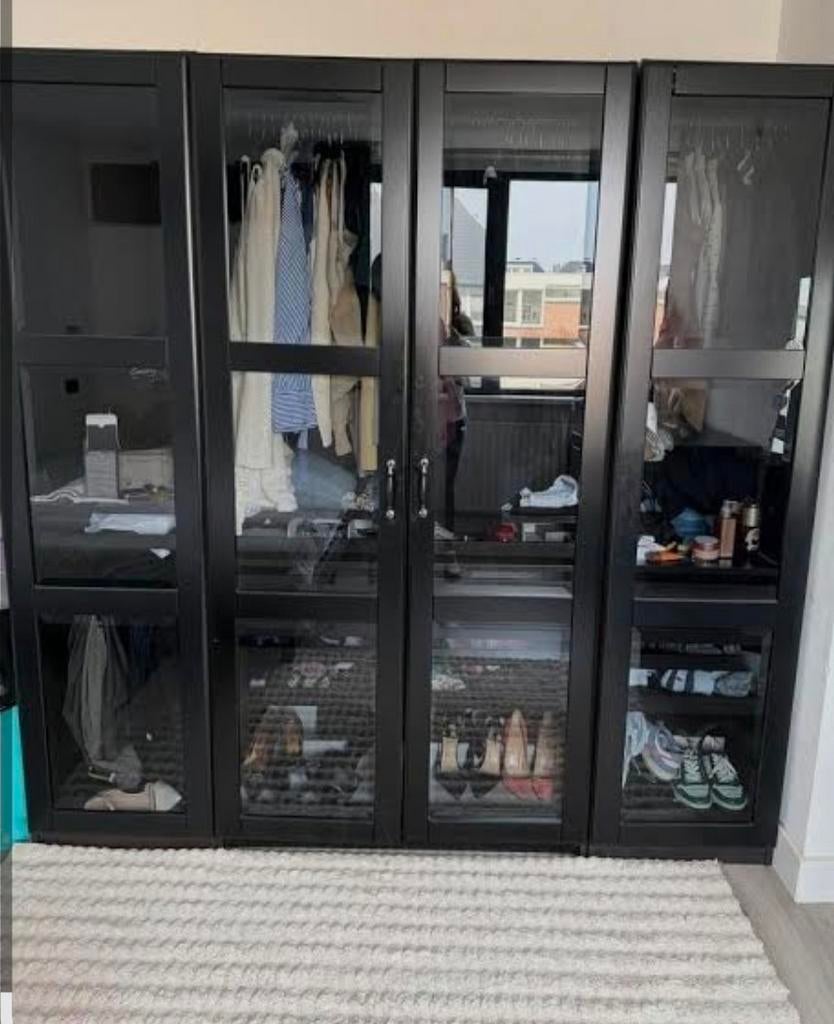 5x  IKEA PAX UNDREDAL glazen deuren (zwart), Huis en Inrichting, Ophalen, Gebruikt, 200 cm of meer, 50 tot 100 cm