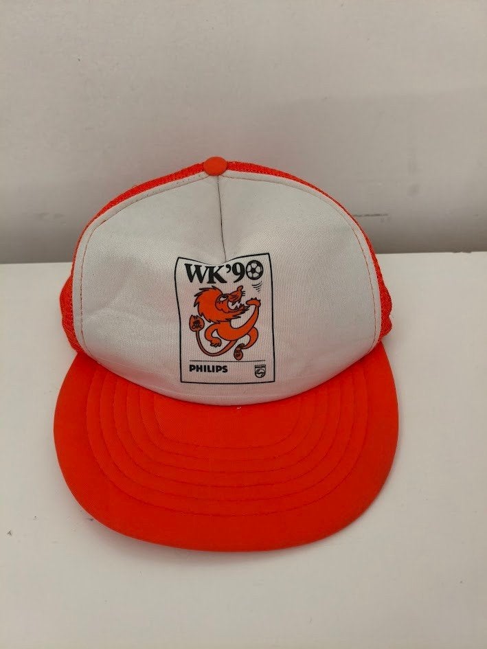 Philips WK 90 truckers pet uit 1990, Ophalen of Verzenden, Gebruikt, Hoed of Pruik, Oranje of Koningsdag