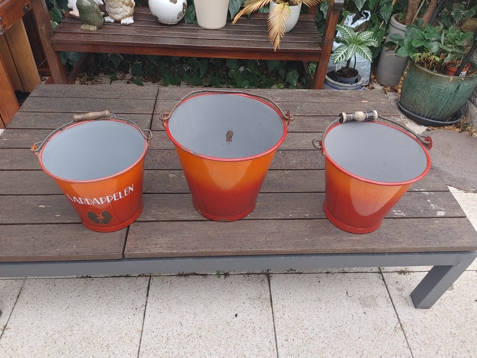 Vintage geëmailleerde emmers (set van 3), Ophalen of Verzenden