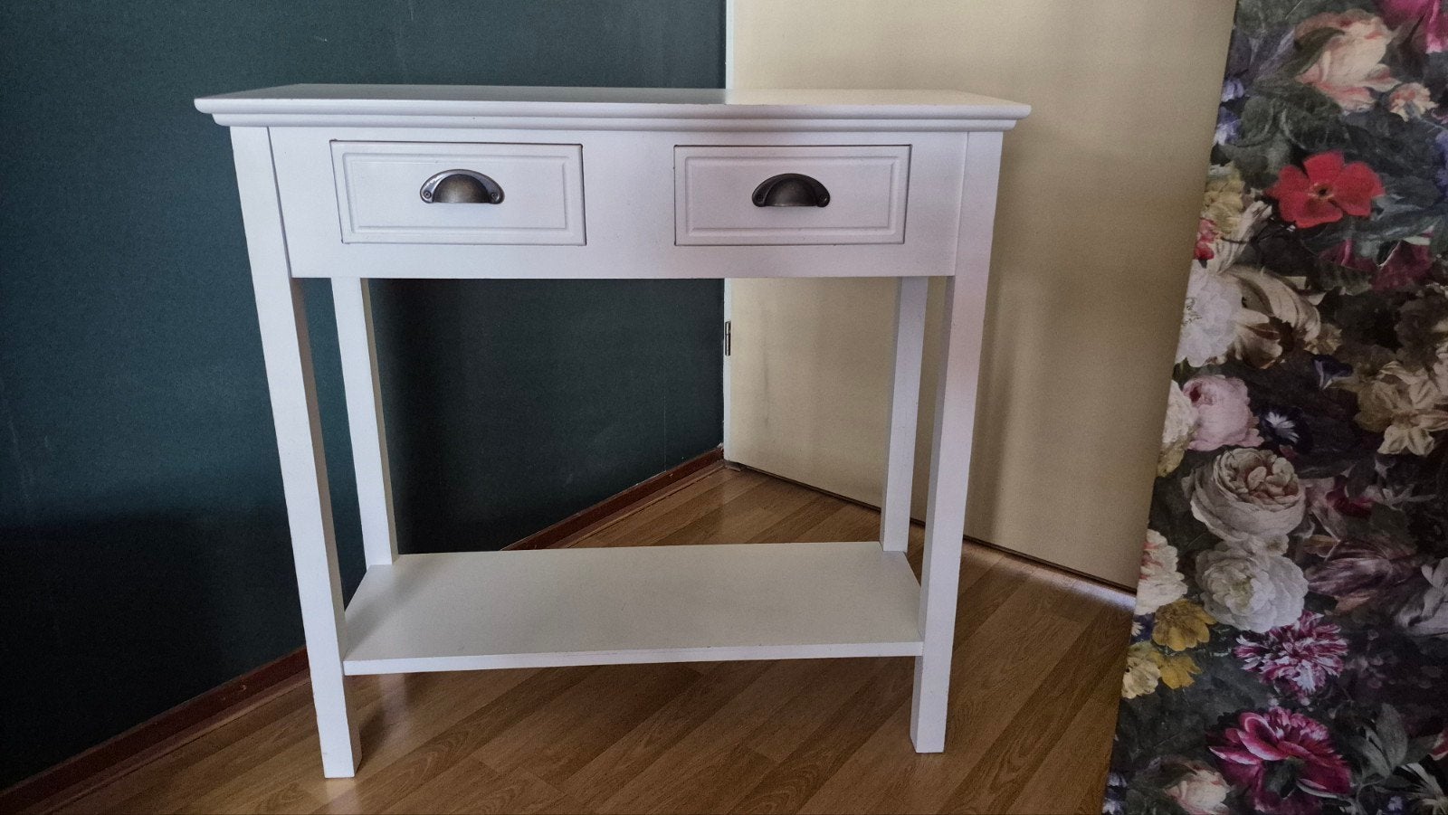 Sidetable wit met 2 lades, Huis en Inrichting, Tafels | Sidetables, Ophalen, Gebruikt, 50 tot 100 cm, Overige houtsoorten