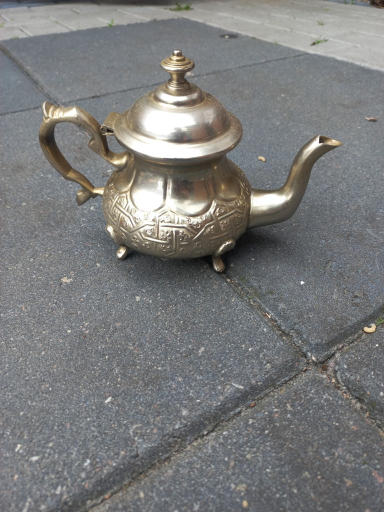 Vintage Marokkaanse theepot - Handgemaakt metaal, Ophalen of Verzenden